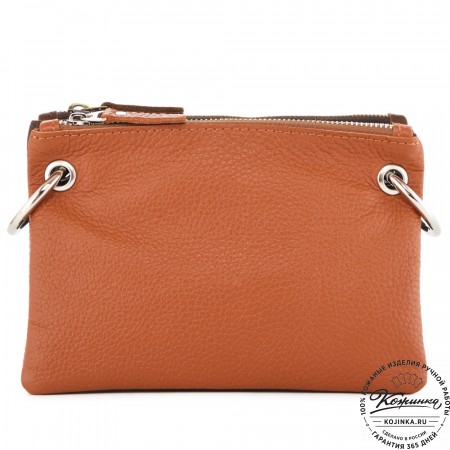 Женская кожаная сумка "Трио" (рыжий/коричневый/черный) 